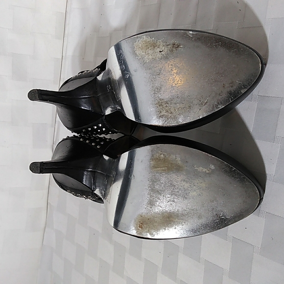 Bebe Black Leather Studded Stiletto Heels - Picture 7 of 16